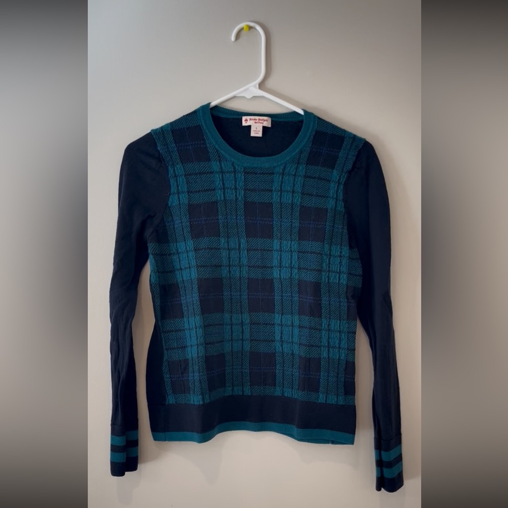 Brooks Brothers Blue and Black Plaid Sweater